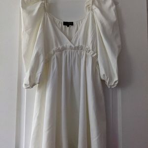 Off White Lorna Luxe In the Style Knee Length Puff Sleeve Size 4 Dress
